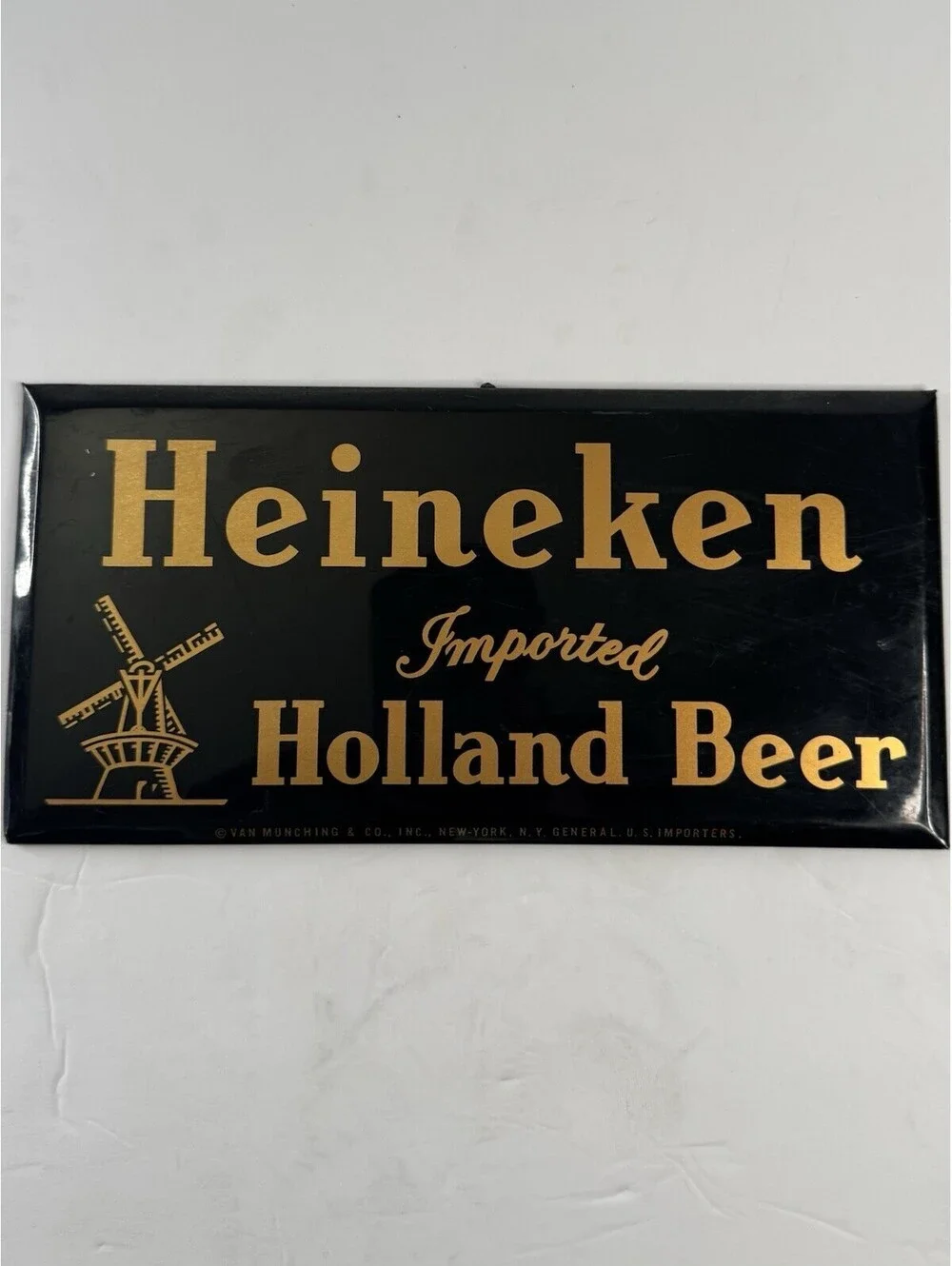 Vintage Heineken Metal Beer Sign Tin Over Cardboard TOC Van Munching Bar Decor